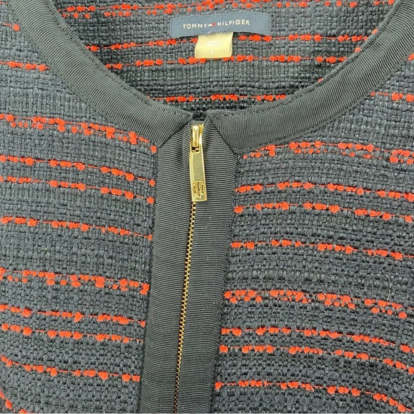 Tommy Hilfiger Zip Front Tweed Blazer Jacket Blue Red Front Pockets Size 6 - Picture 4 of 12